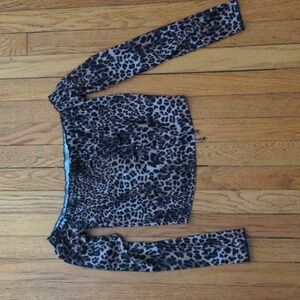Leopard Long Sleeve Crop Top with long sleeves- Size Small